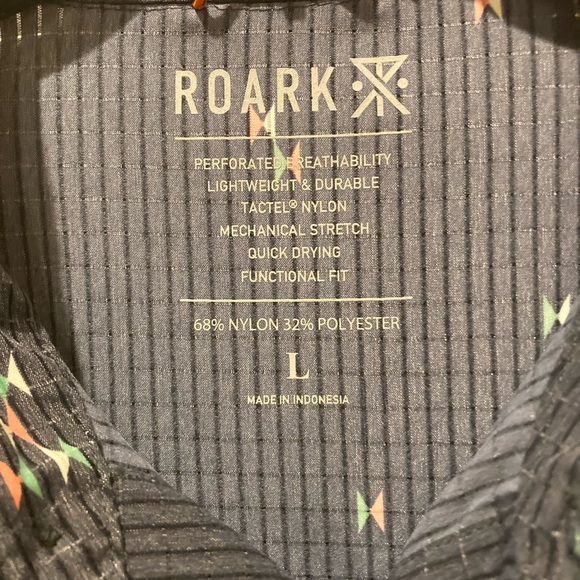 Roark Breathable Stretch Black Geometric Bless Up Mens Short Sleeve Shirt Large - Picture 10 of 10